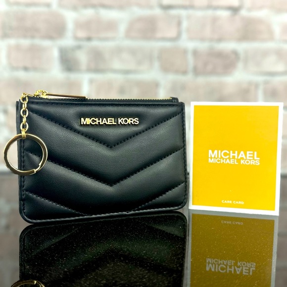MICHAEL KORS JET SET TRAVEL QUILTED LEATHER SMALL COINPOUCH CARD WALLET BAG $188 - Picture 1 of 6